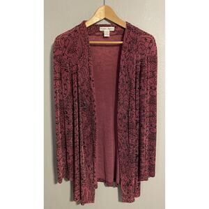 Drapers & Damons Womens Cardigan Large Purple Paisley Slinky Open Whimsigoth Y2K